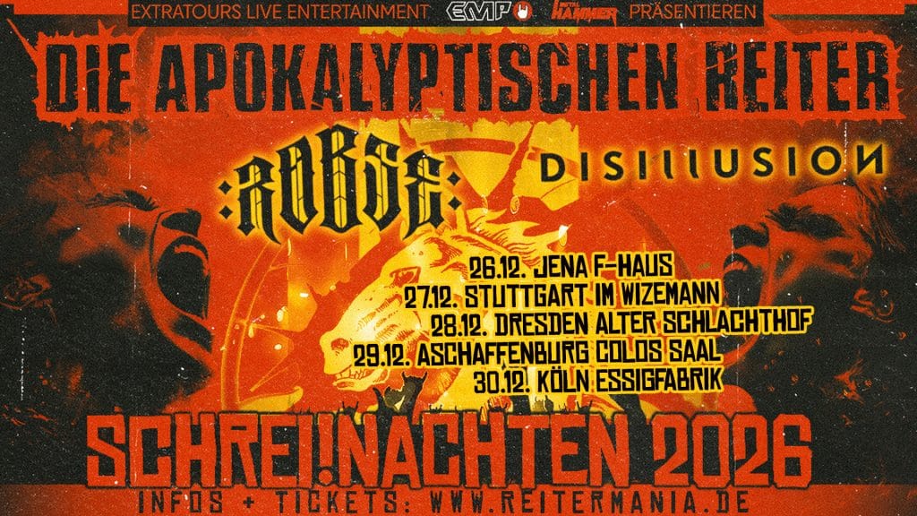 SCHREI!NACHTEN 2026 with Die Apokalyptischen Reiter, Robse and DISILLUSION - 26 to 30 December 2026